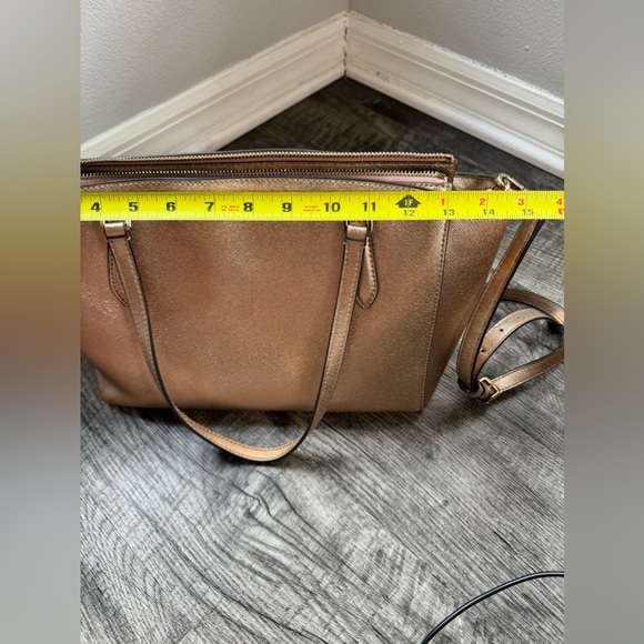 Tory Burch Rose gold Tote pink blush metallic Shoulder Bag satchel m Shimmer - Picture 9 of 12